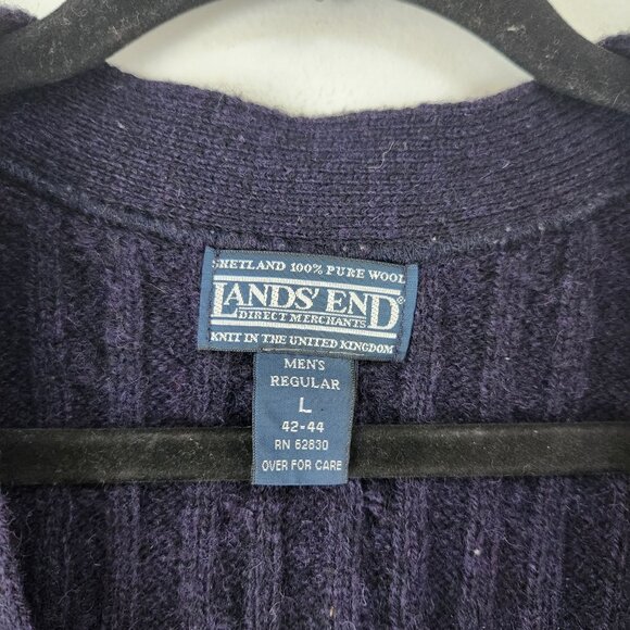 VTG Lands' End 100% Wool Sweater Vest Shetland New Wool Made in UK Size L - Picture 4 of 5